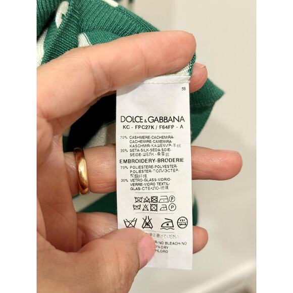Dolce and Gabbana Striped Cardigan w/ Pineapple Sequin Embroidered Green/White L - Picture 6 of 6